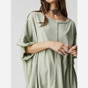 Free People We The Free Care FP Mermaids Tail Oversized Say La Vie Tee